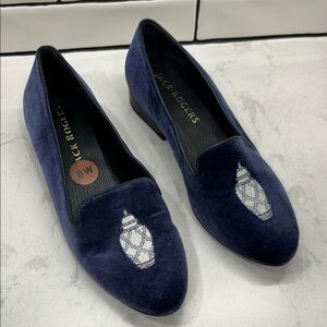 Jack Rogers Navy Blue Velvet Slippers
